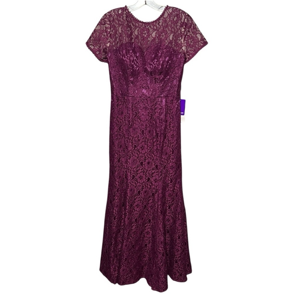 JJ’s House Purple Floral Lace Evening Gown Size 10 Formal/Special Occasion Dress